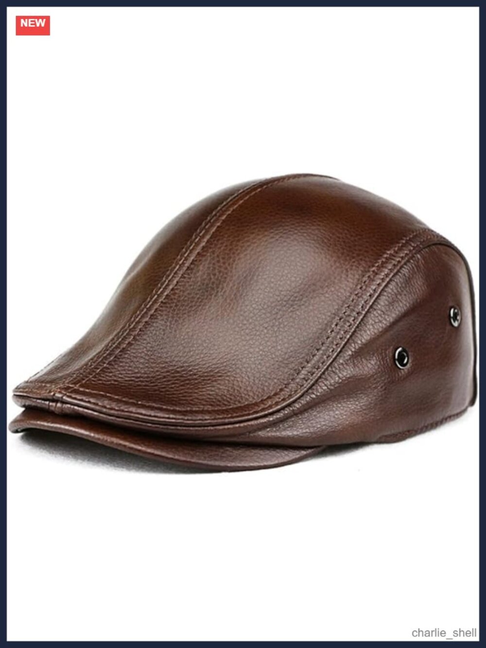 Genuine Cowhide Leather Newsboy Hat Adjustable Ivy Cap Flat Cap